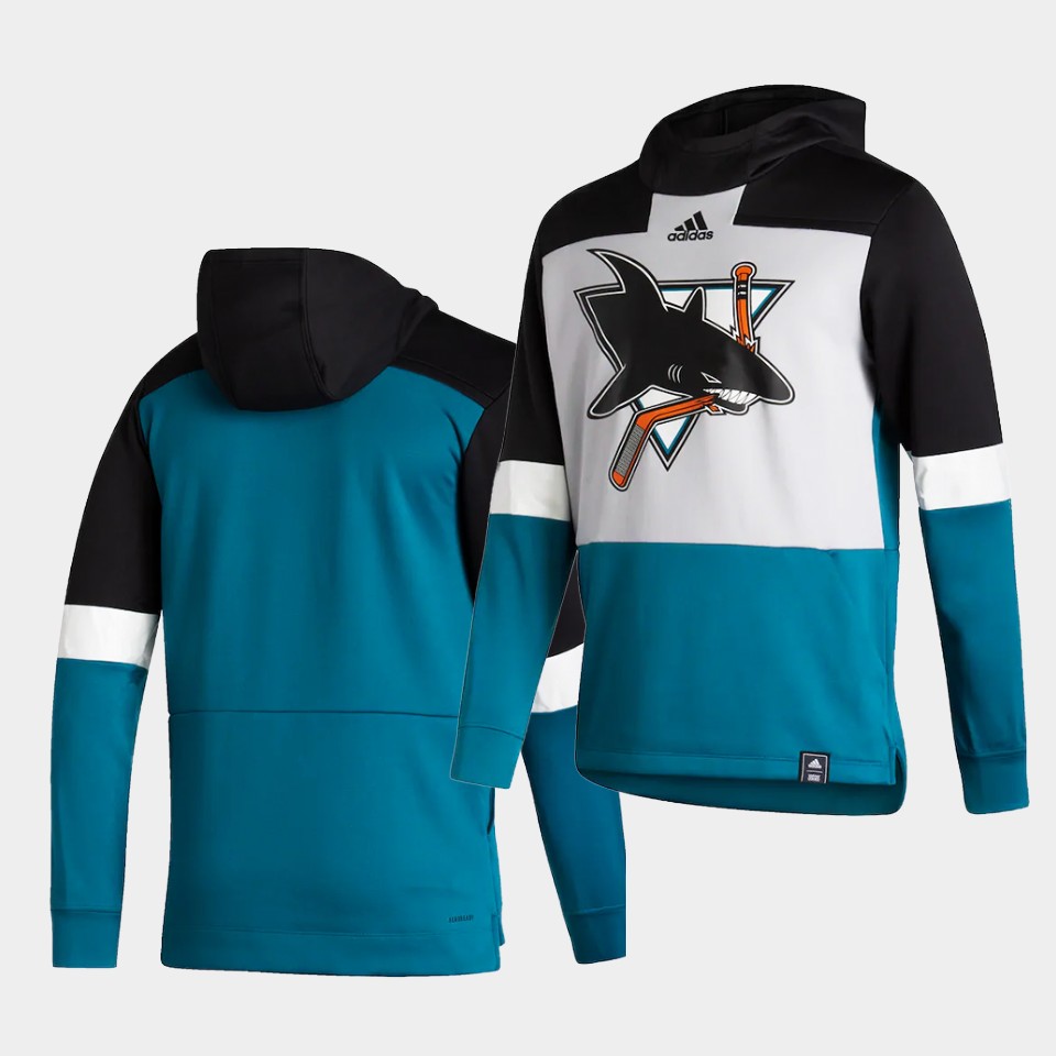 Men San Jose Sharks Blank Blue NHL 2021 Adidas Pullover Hoodie Jersey->san jose sharks->NHL Jersey